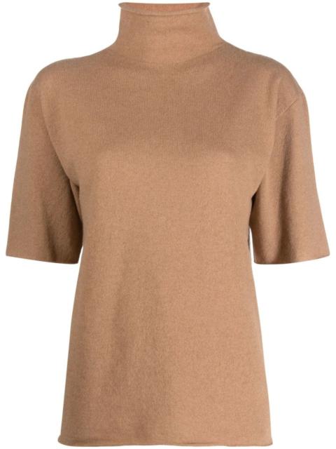 short-sleeved roll-neck knitted top