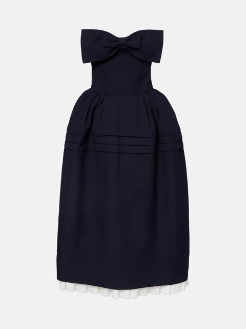 Bow-detail wool and silk midi dress