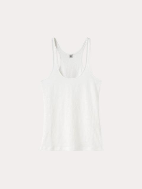 Scoop-neck linen tank top white