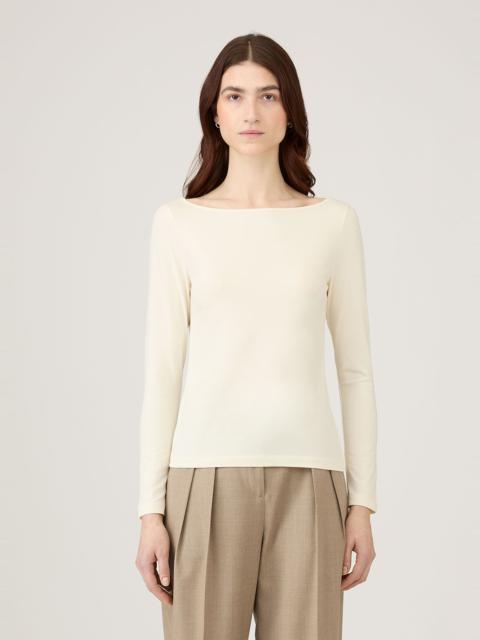 Stretch Cotton Slash Neck Top