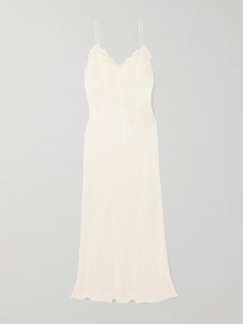 Lace-trimmed Satin Maxi Dress