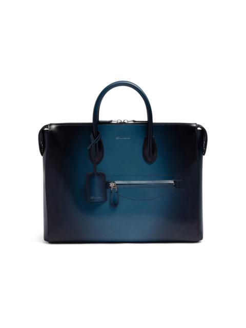 Blue leather laptop bag