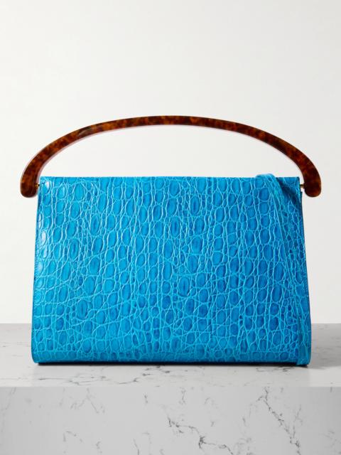 Croc-effect Leather Shoulder Bag