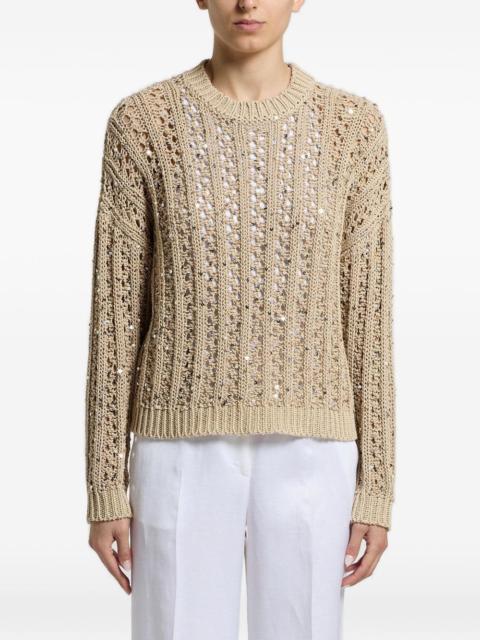 sequin-embellishment round-neck sweater