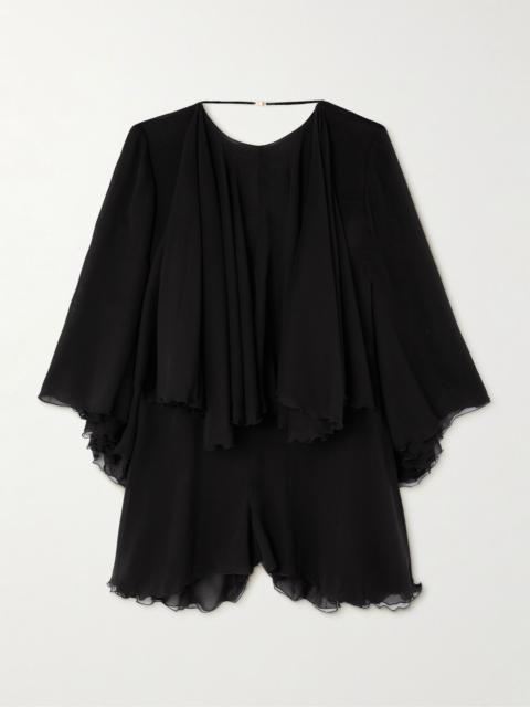 Silk-crepe playsuit Black