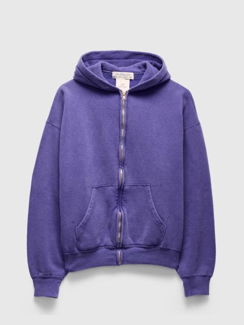 14G Brushed Fleece Zip Hoodie in Purple Navy