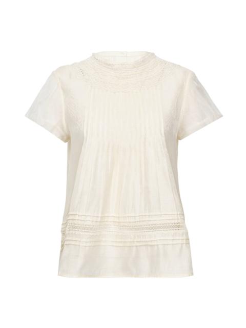 Lace Trim Pin-Tucks Top