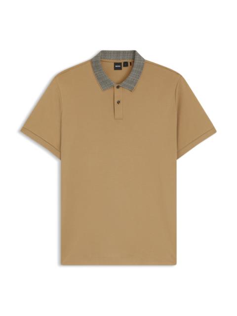 PIMA-COTTON POLO SHIRT WITH PATTERNED COLLAR