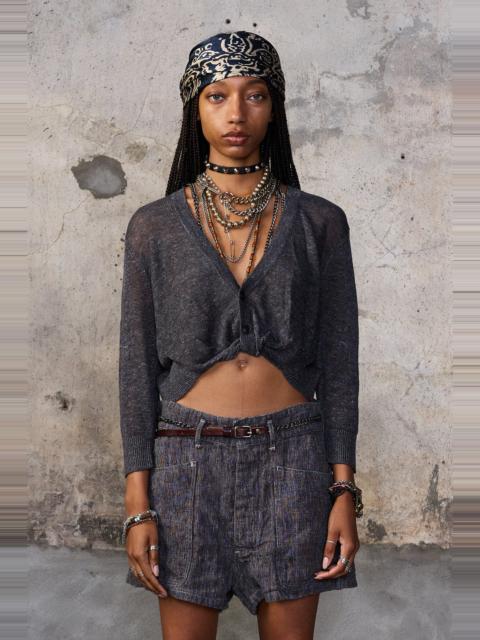 3/4 SLEEVE TWISTED FRONT CARDIGAN