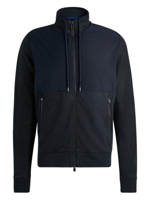 REGULAR-FIT ZIPPED SWEATSHIRT IN MIXED MATERIALS