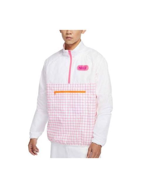 Nike Sportswear Logo Printing Half Zipper Stand Collar Jacket White DO6938-100