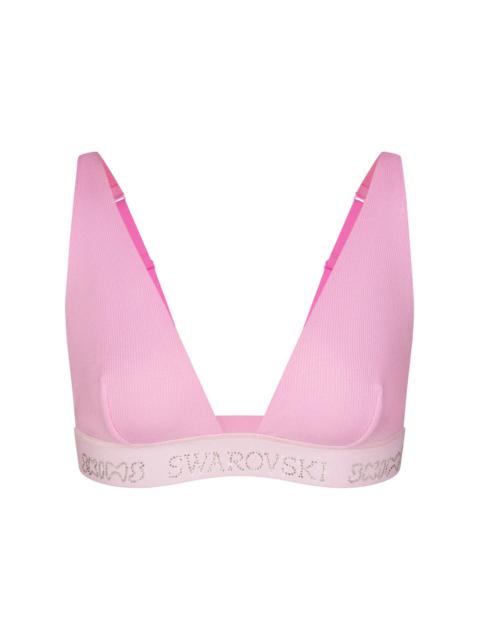 SKIMS x Swarovski Cotton Rib Plunge Bralette Bubble Gum