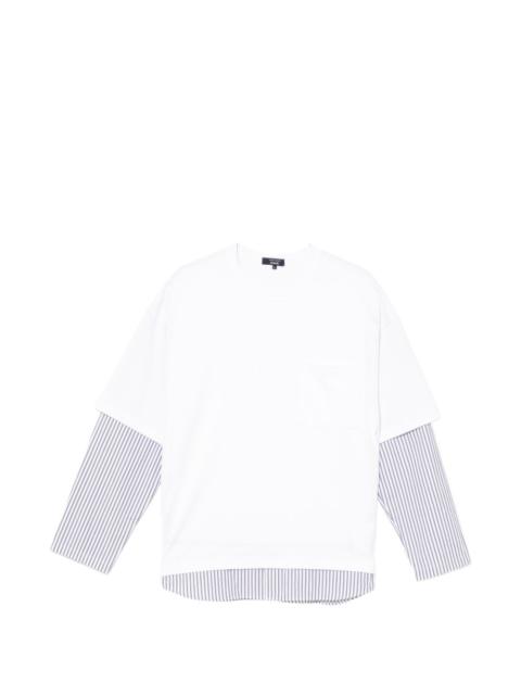 striped-sleeve T-shirt