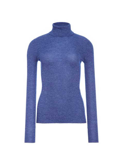 Aldona Knit Turtleneck in Cobalt Cashmere Silk with Hemp