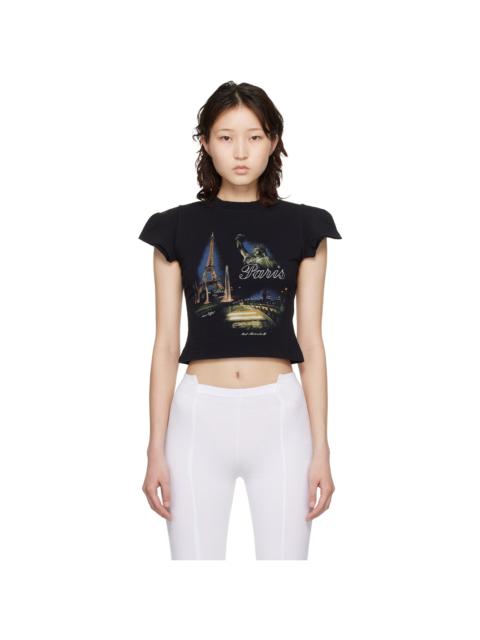 Black 'Paris' Tourist Front Sleeve Baby T-shirt