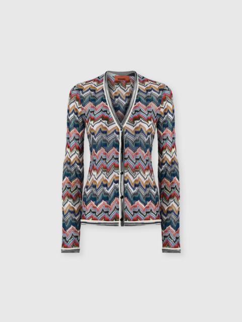 V-neck cardigan in embroidered lace