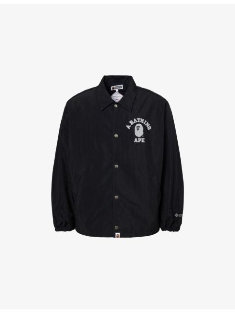 Wind Stopper Logo-Embroidered Woven Coach Jacket