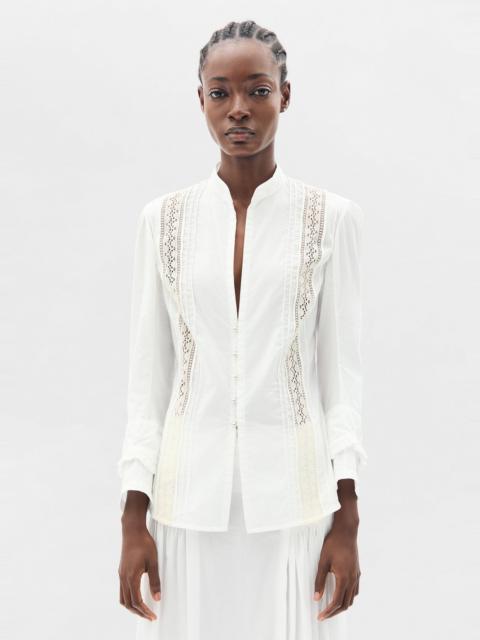 Lidy Open Front Shirt with Lace Ribbons