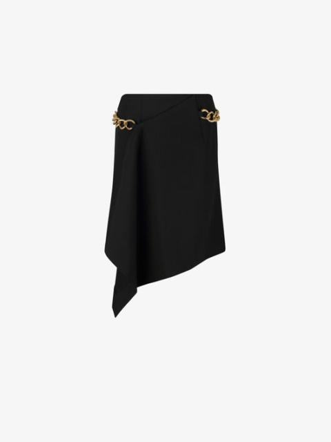 DRAPÉ MINI SKIRT IN GRAIN DE POUDRE WITH CHAIN