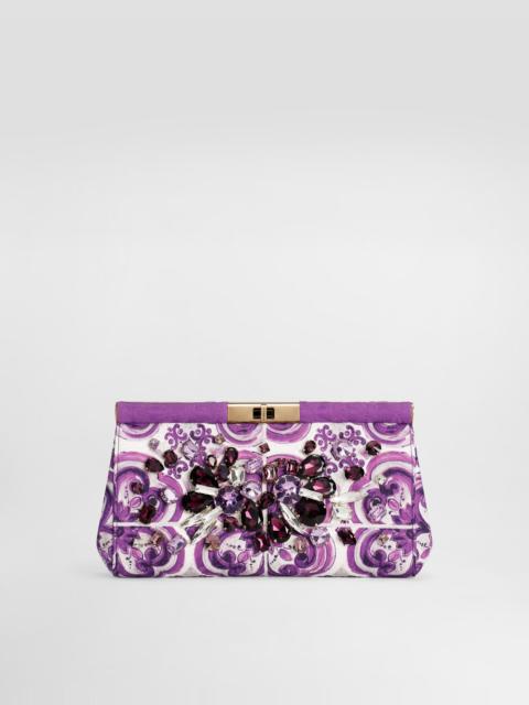 Brocade-print embroidered Marlene shoulder bag