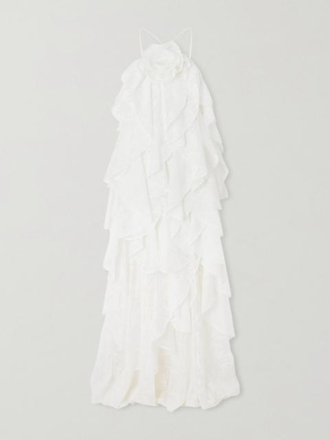 Merritt Appliquéd Ruffled Broderie Anglaise Maxi Dress