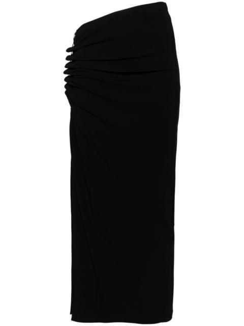 ruched midi skirt