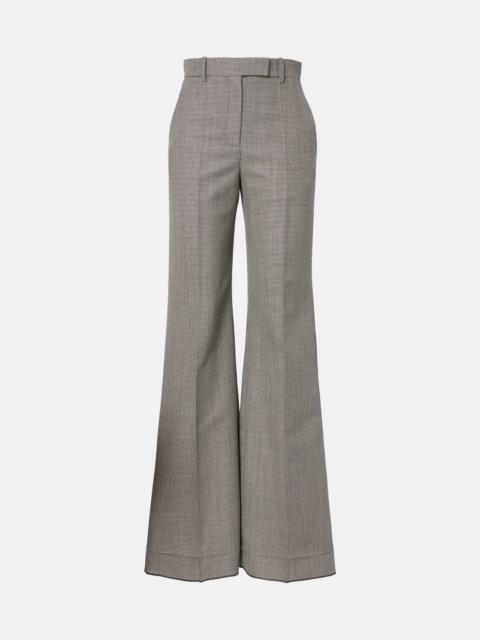 Checked wool and mohair wide-leg pants