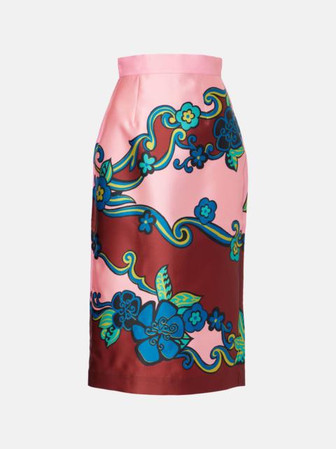 Floral high-rise midi skirt