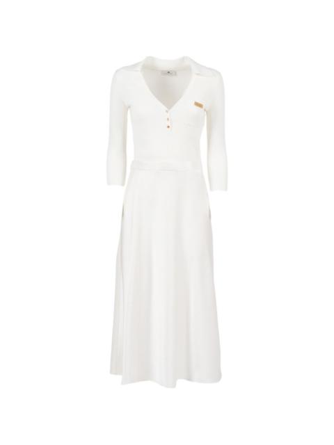 ribbed collar knit midi dress