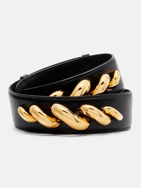 Torsion embellished leather belt