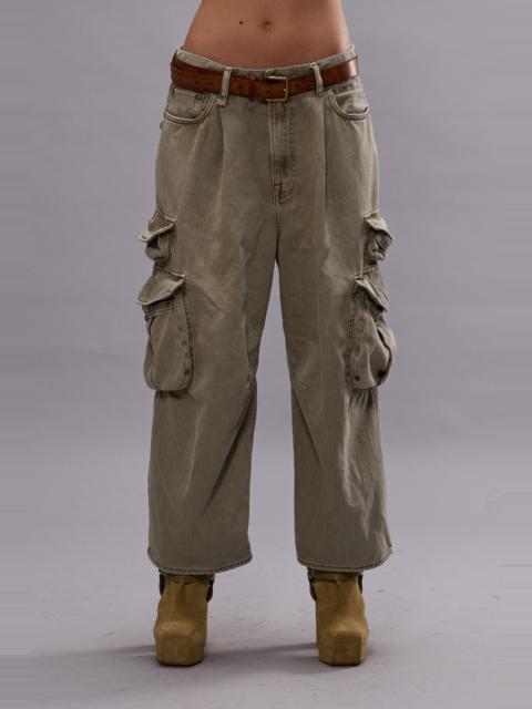 CROPPED MULTI POCKET CARGO - OLIVE GREEN GARMENT DYE