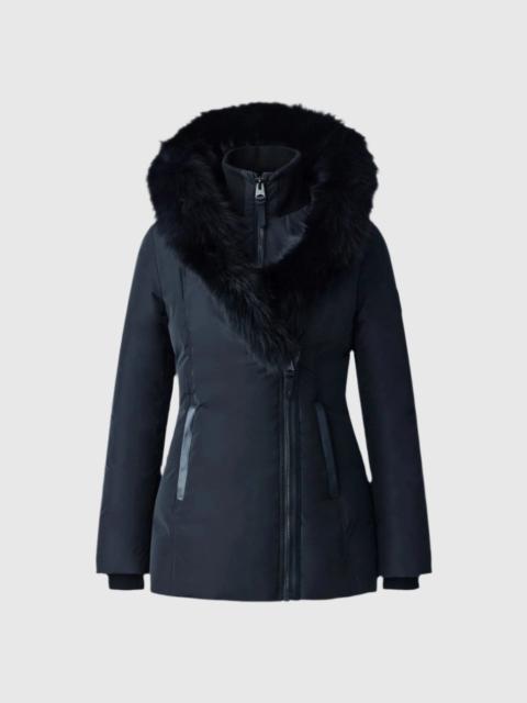 ADALI Down coat with blue fox fur Signature Mackage Collar