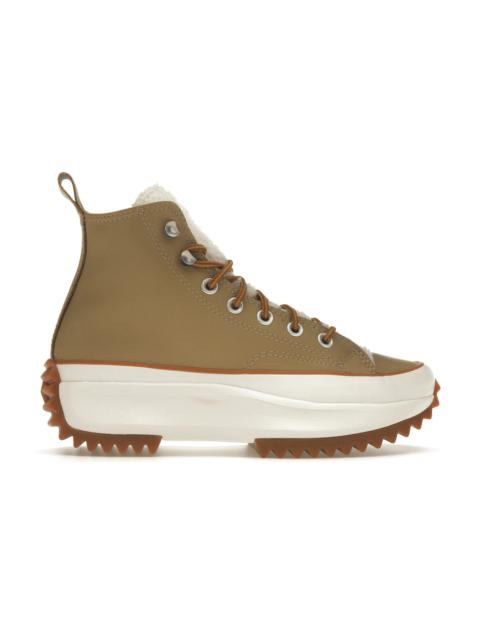 Converse Run Star Hike Hi Platform Sherpa Leather Nomad Khaki Egret Wheat (W)