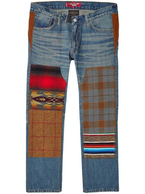 patchwork mid-rise jeans