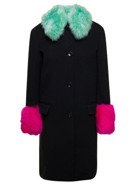 Women's Cashmere Wool Coat with Shearling-collar