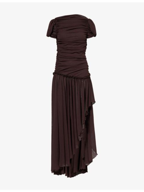 Adeline Ruched Backless Woven Maxi dress