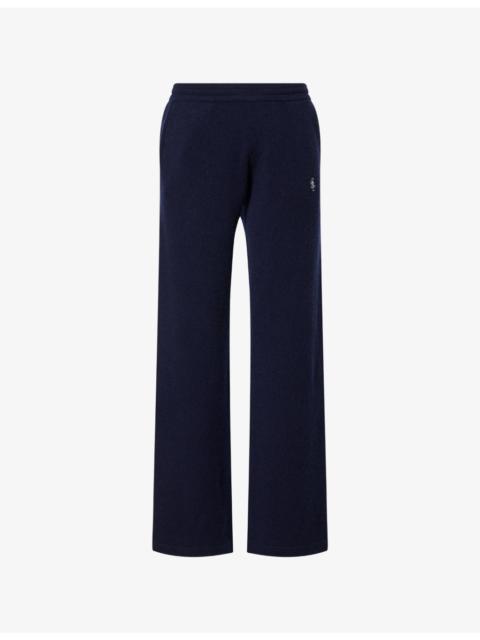 Embroidered-Logo Wide-Leg Cashmere-And-Wool Jogging Bottoms
