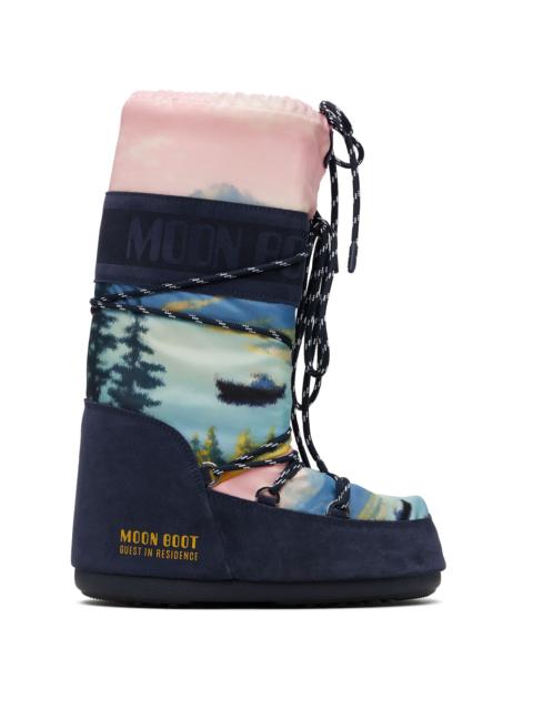 Navy & Pink Moon Boot Edition Icon Postcard Boots