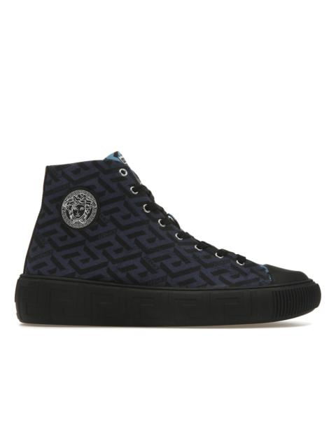 Versace Greca High Top Greek Print Dark Blue Black