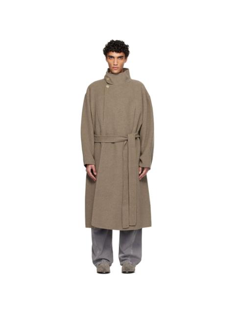 Taupe Wool Cashmere Highneck Coat