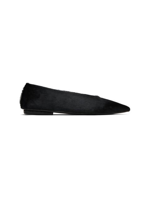 Black Ago Short Hair Ballerina Flats