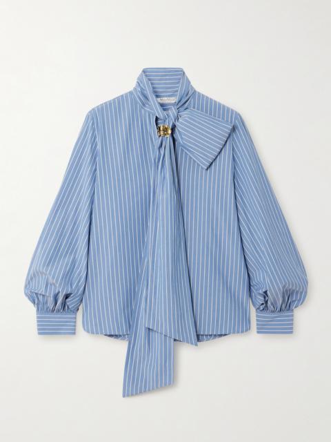 Embellished Striped Cotton-blend Poplin Shirt