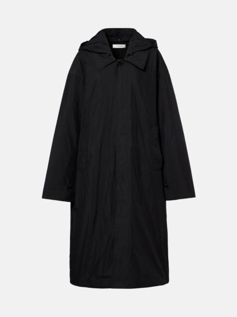 Hooded cotton-blend coat