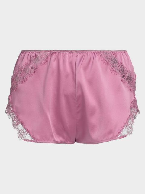 Lace-Trim Silk Charmeuse Tap Shorts