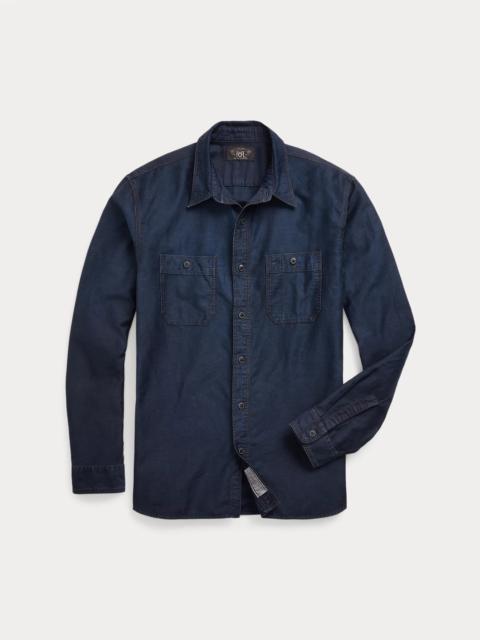 Indigo Cotton-Linen Sateen Workshirt