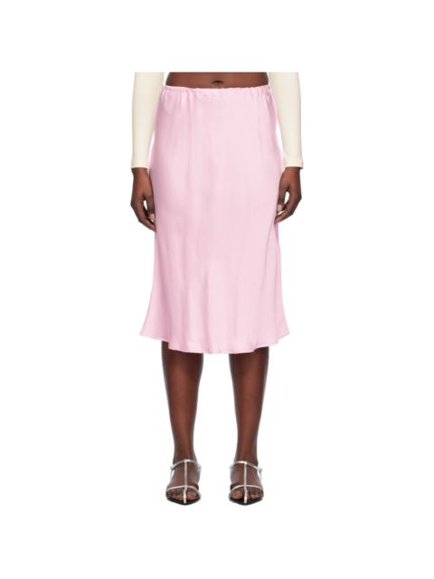 Pink Elasticized Midi Skirt