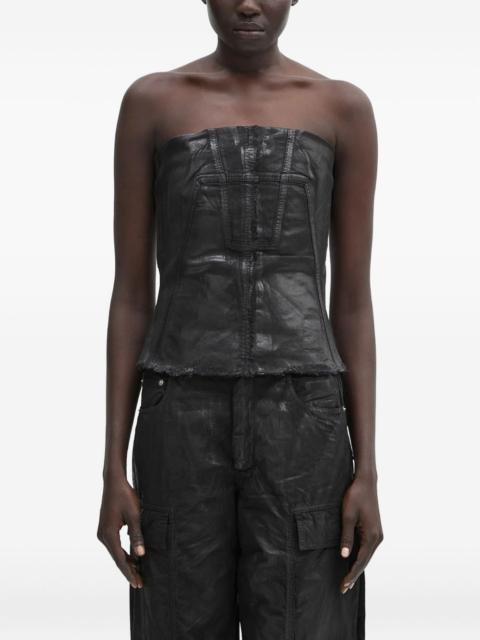 strapless frayed-hem vest