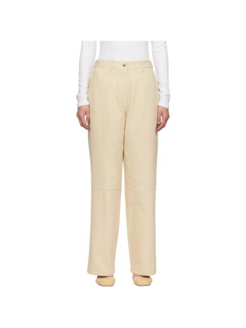 Beige Cotton Twill Work Trousers