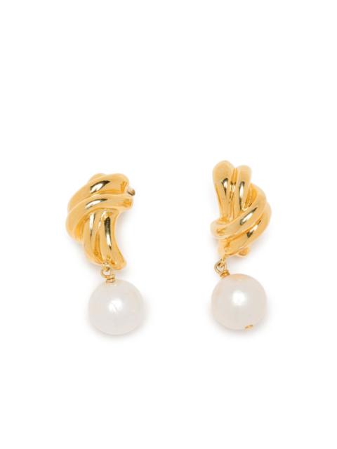 knotted pearl-pendant earrings