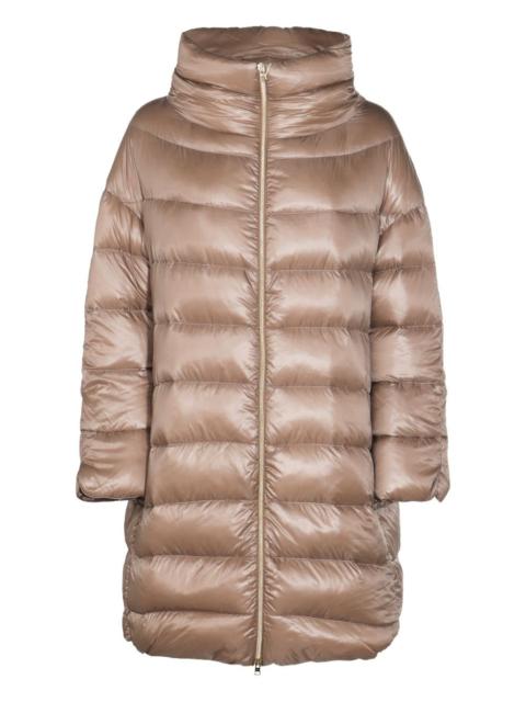 quilted high-neck oversized coat